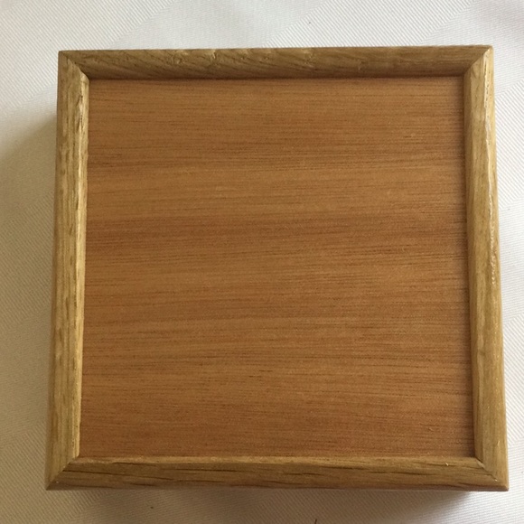 Absorbent Stone solid oak coaster holder, set of 4 coasters - Picture 2 of 7